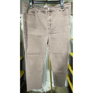 Ecru The La Cienega Stovepipe Jeans Sz 32 Cropped Straight Leg Brown Raw Hem